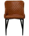 Conjunto de 2 sillas de comedor de piel sintética marrón dorado/negro SOLANO_703313