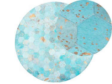 Vloerkleed patchwork turquoise ⌀ 140 cm ZEYTIN