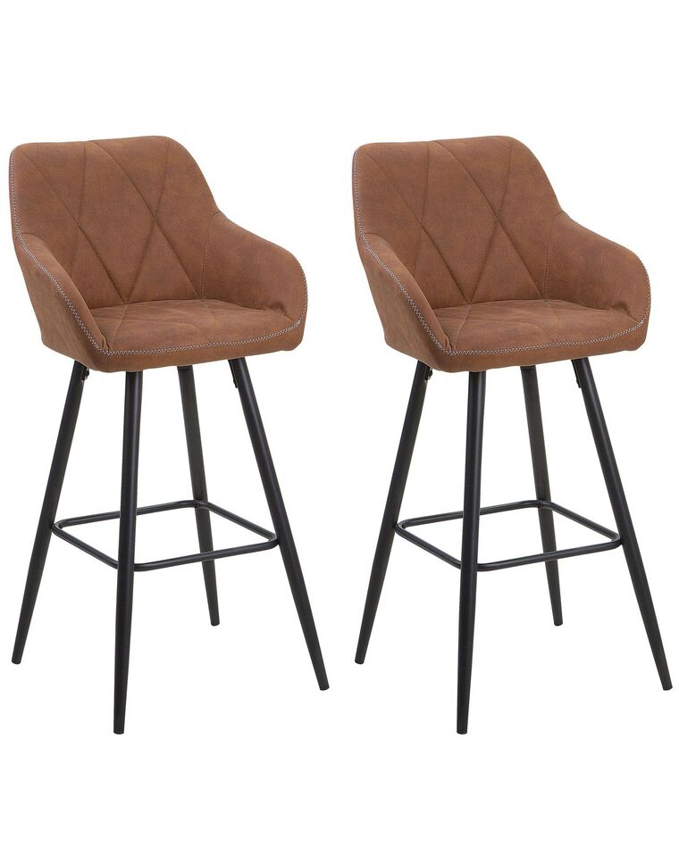 Conjunto de 2 sillas de bar de poliéster marrón dorado/negro DARIEN_724405