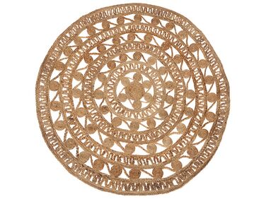Okrúhly jutový koberec ⌀ 140 cm béžový KERER