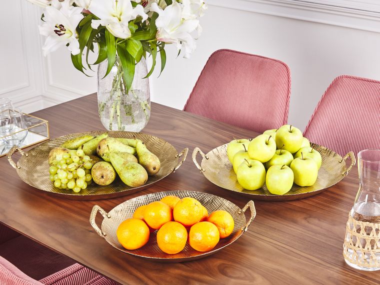 Set of 3 Decorative Trays Gold DEORIA Beliani.co.uk