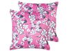 Conjunto de 2 cojines de terciopelo rosa motivo floral 45 x 45 cm KOELERIA_914088