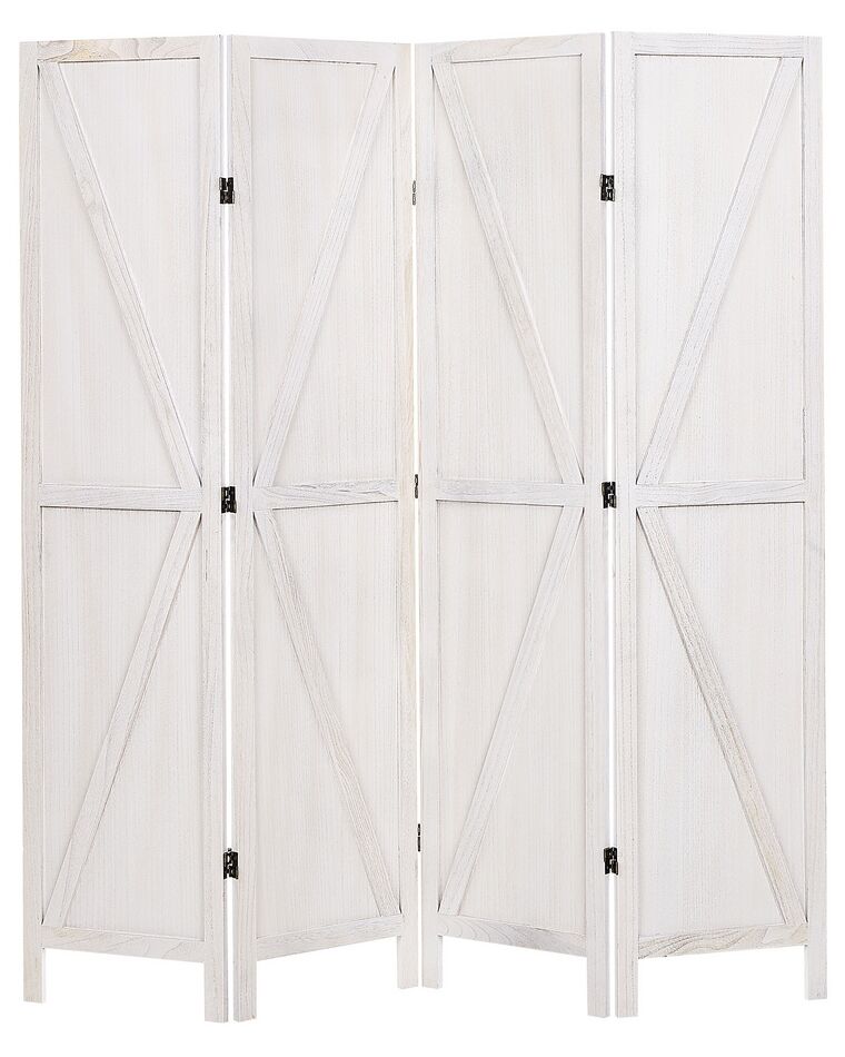 4-panelowy składany parawan pokojowy drewniany 170 x 163 cm biały RIDANNA_874093