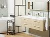 Badrumsmöbler väggskåp spegel och 2 tvättställ beige MALAGA_768795