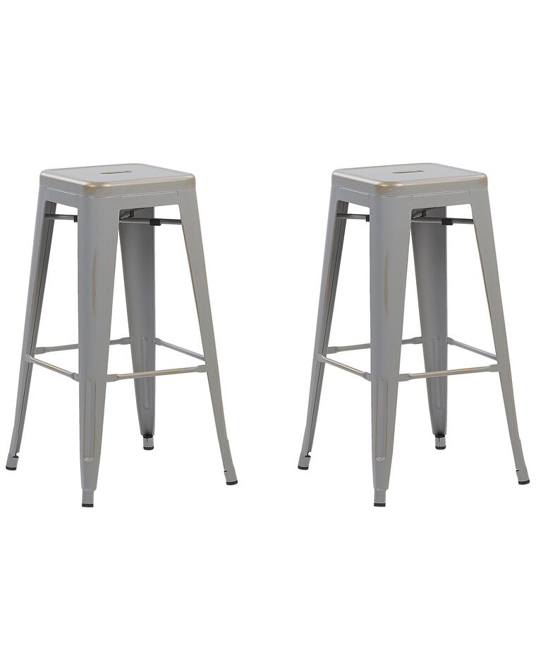 Set of 2 Steel Stools 76 cm Silver with Gold CABRILLO_705363