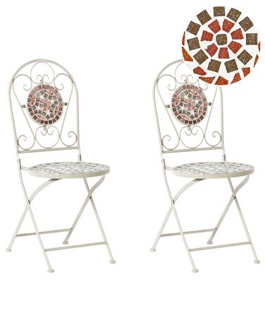 Set of 2 Metal Garden Folding Chairs White SPELLO