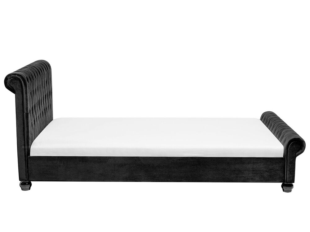 Velvet EU Super King Size Bed Black AVALLON Beliani.co.uk