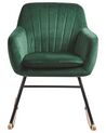 Cadeira de baloiço em veludo verde esmeralda LIARUM_800196