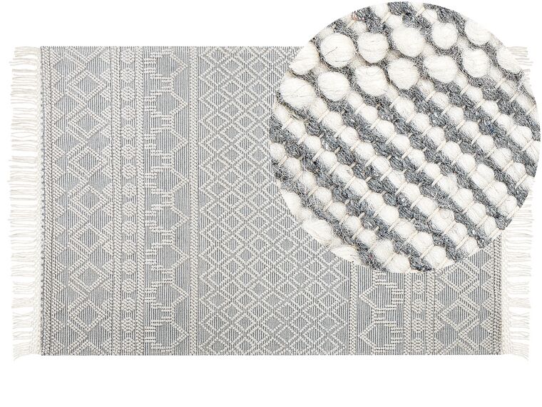 Wool Area Rug with Geometric Pattern 200 x 300 cm Beige and Grey SOLHAN_855616