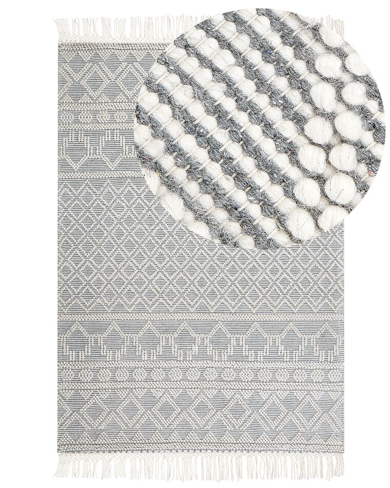 Teppich Wolle beige / grau 200 x 300 cm geometrisches Muster SOLHAN_855616