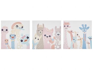 Set of 3 Animals Canvas Art Prints 30 x 30 cm Multicolour TILLIA