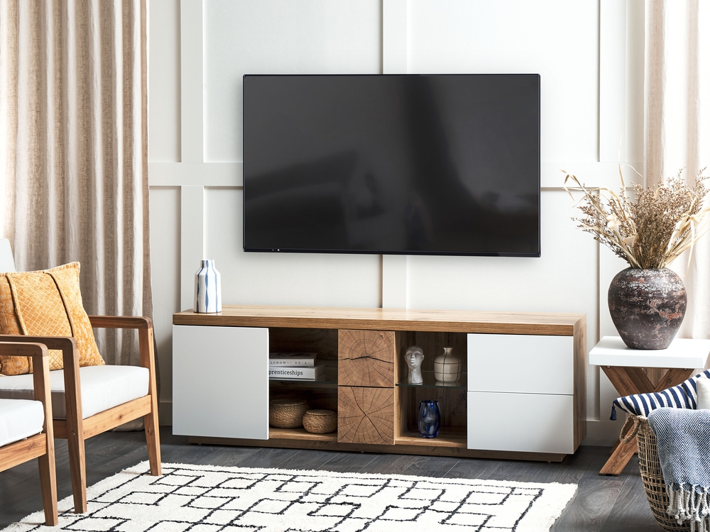 Mueble TV madera clara/blanco 160 x 40 cm FARADA 