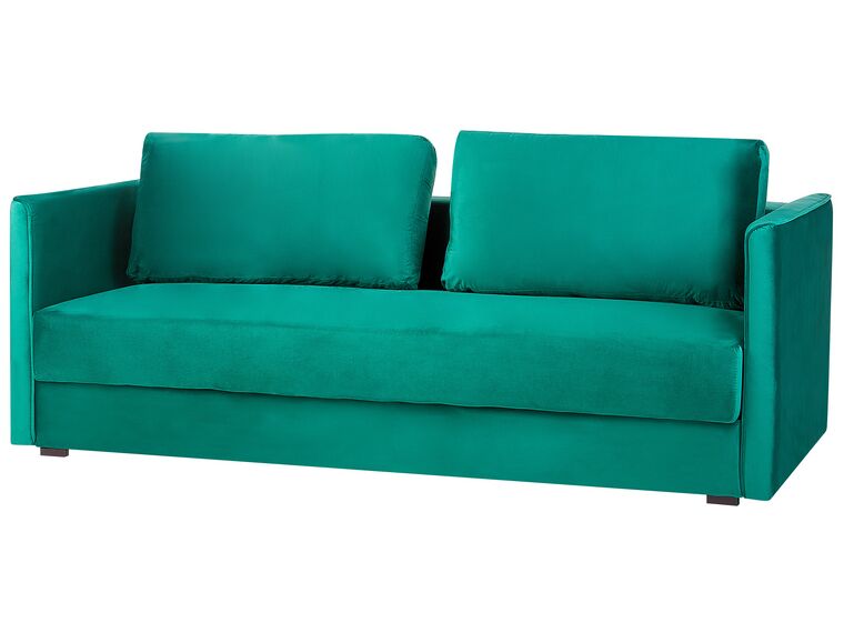 Velvet Sofa Bed with Storage Green EKSJO Beliani.co.uk