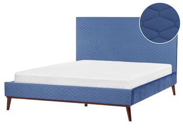 Łóżko welurowe 160 x 200 cm niebieskie BAYONNE