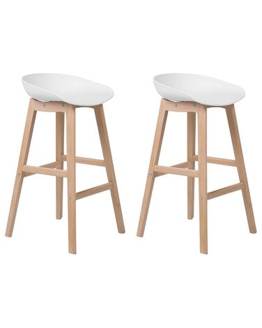 Conjunto de 2 sillas de bar blanco/madera clara MICCO