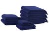 Set of 9 Cotton Terry Towels Blue ATIU_843369