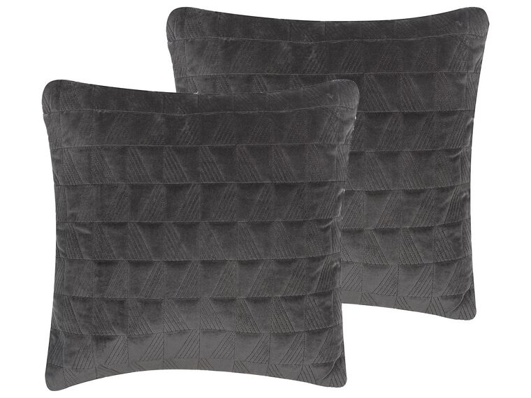 Set of 2 Cotton Embossed Cushion 45 x 45 cm Grey LALAM_824926
