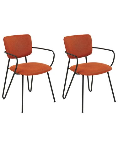 Conjunto de 2 cadeiras de jantar em tecido laranja ELKO