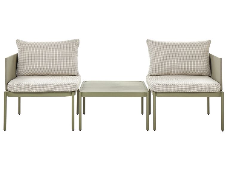 Lounge Set Aluminium olivgrün 2-Sitzer modular Auflagen olivgrün-weiß TERRACINA_863718