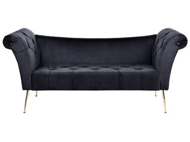 Chaise longue velluto nero NANTILLY