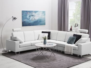 6-seters sofa skinn hvit høyre STOCKHOLM