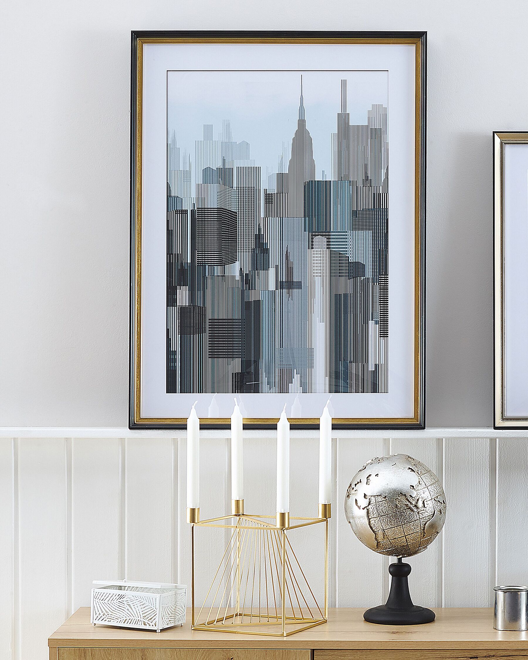 Framed Wall Art 60 x 80 cm Blue and Grey BAMAKO Beliani