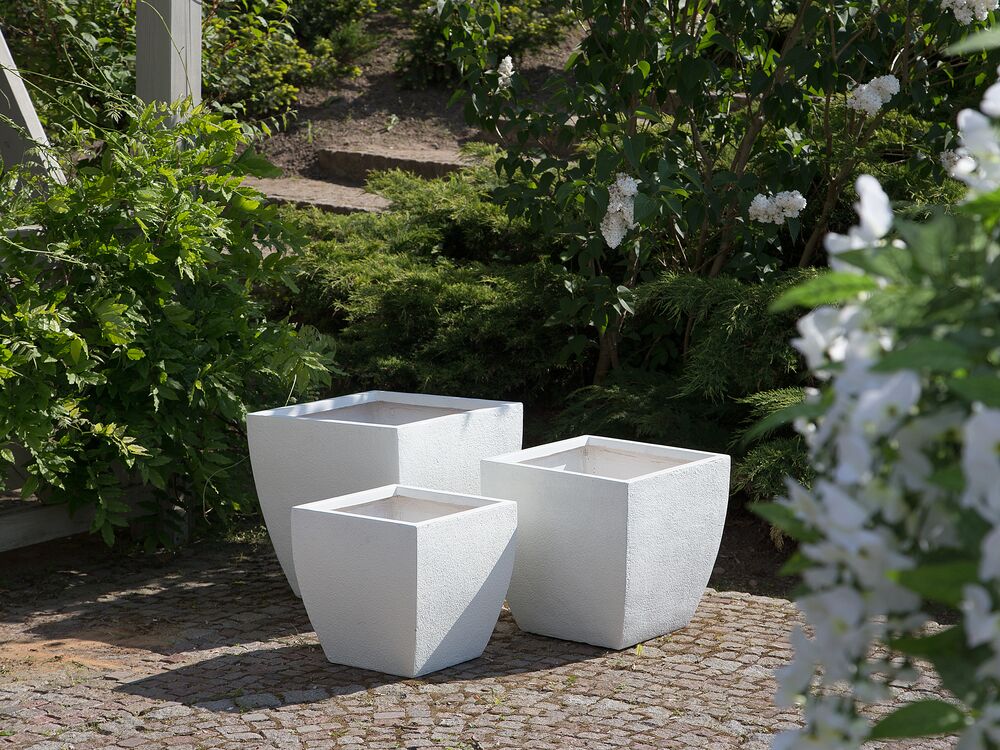 Cache Pot Blanc 39 X 39 X 38 Cm Oricos Beliani Fr