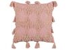 Lot de 2 coussins en coton rose avec pompons touffeté 45 x 45 cm TORENIA_838674