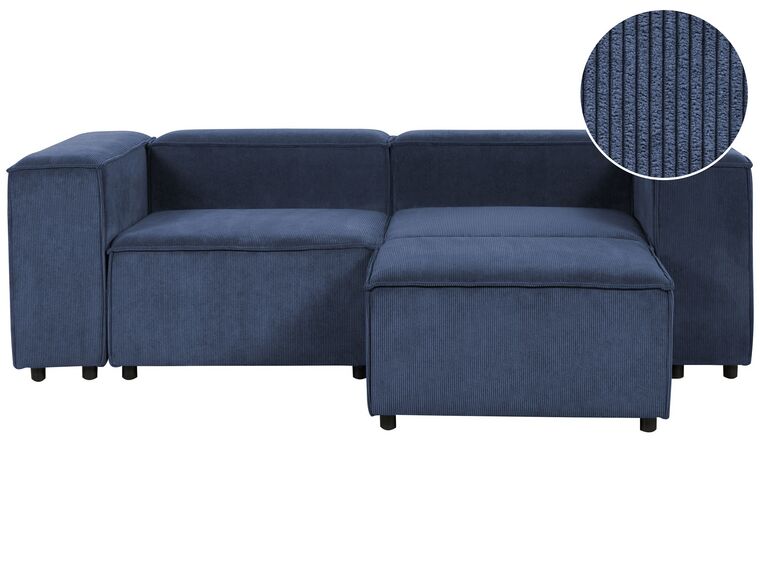 2 Seater Modular Jumbo Cord Sofa with Ottoman Blue APRICA_909025
