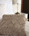 Embroidered Cotton Cushion Geometric Pattern 45 x 45 cm Beige CORYDALIS_842748