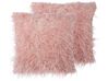 Conjunto de 2 almofadas decorativas em pele sintética rosa 45 x 45 cm DAISY_770037