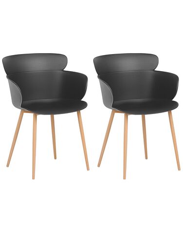 Conjunto de 2 sillas de comedor negro/madera clara SUMKLEY