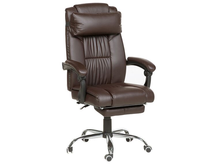 Reclining Faux Leather Executive Chair Dark Brown LUXURY_744081