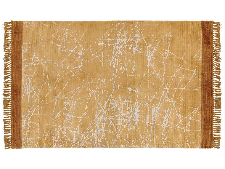 Teppich Viskose orange 140 x 200 cm abstraktes Muster Kurzflor HANLI_836942