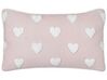 Set of 2 Cotton Cushions Embroidered Hearts 30 x 50 cm Pink GAZANIA_893206
