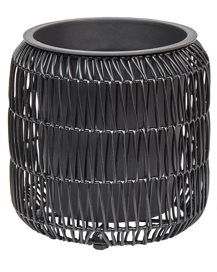 Blumentopf 2er Set Rattan schwarz rund BRODIEA Beliani.at