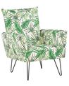 Armchair Leaf Pattern White with Green RIBE_788687