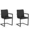 Set of 2 Faux Leather Dining Chairs Black BRANDOL_790035