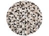 Šedobéžový kožený koberec ⌀ 140 cm KIRKLAR_850986