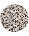 Dywan patchwork okrągły skórzany ⌀ 140 cm beżowy KIRKLAR_850986