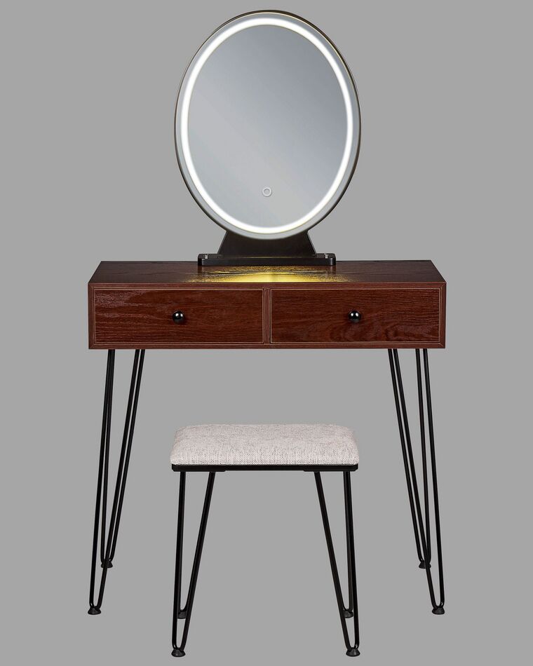 Coiffeuse En Bois Pour Fille Avec Miroir Rotatif 360° - 7 Accessoires De Maquillage - Table De Toilette Enfant Rose - 5