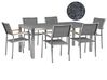 Hatszemélyes szürke gránit étkezőasztal szürke textilén székekkel GROSSETO_429299