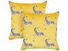 Conjunto de 2 cojines decorativos de terciopelo con patrón de cebras amarillo 45 x 45 cm ACONITUM_901989