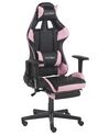 Rózsaszín és fekete gamer szék VICTORY_824152