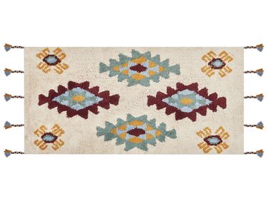 Teppich Baumwolle mehrfarbig 80 x 150 cm geometrisches Muster DUZCE