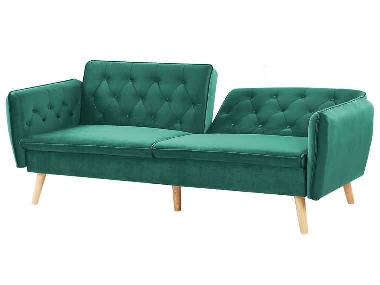 Velvet Sofa Bed Dark Green BARDU Beliani.co.uk