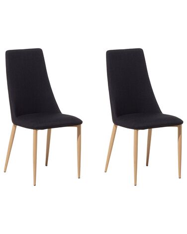 Conjunto de 2 sillas de comedor de poliéster negro/madera clara CLAYTON