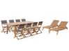 Conjunto de jardim de madeira de acácia 1 mesa, 8 cadeiras e 2 espreguiçadeiras CESANA_696124