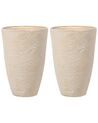 Conjunto de 2 vasos para plantas em pedra creme 51 x 51 x 71 cm CAMIA_841578