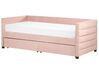 Tagesbett Samtstoff pastellrosa mit Bettkasten 90 x 200 cm MARRAY_870820